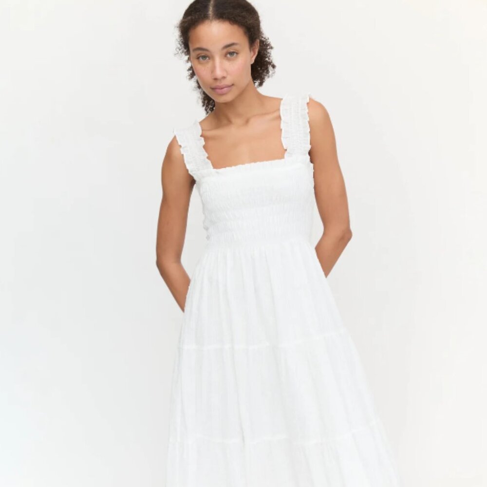 Hill House Home Ellie Nap Dress White Swiss Dot - Size Small